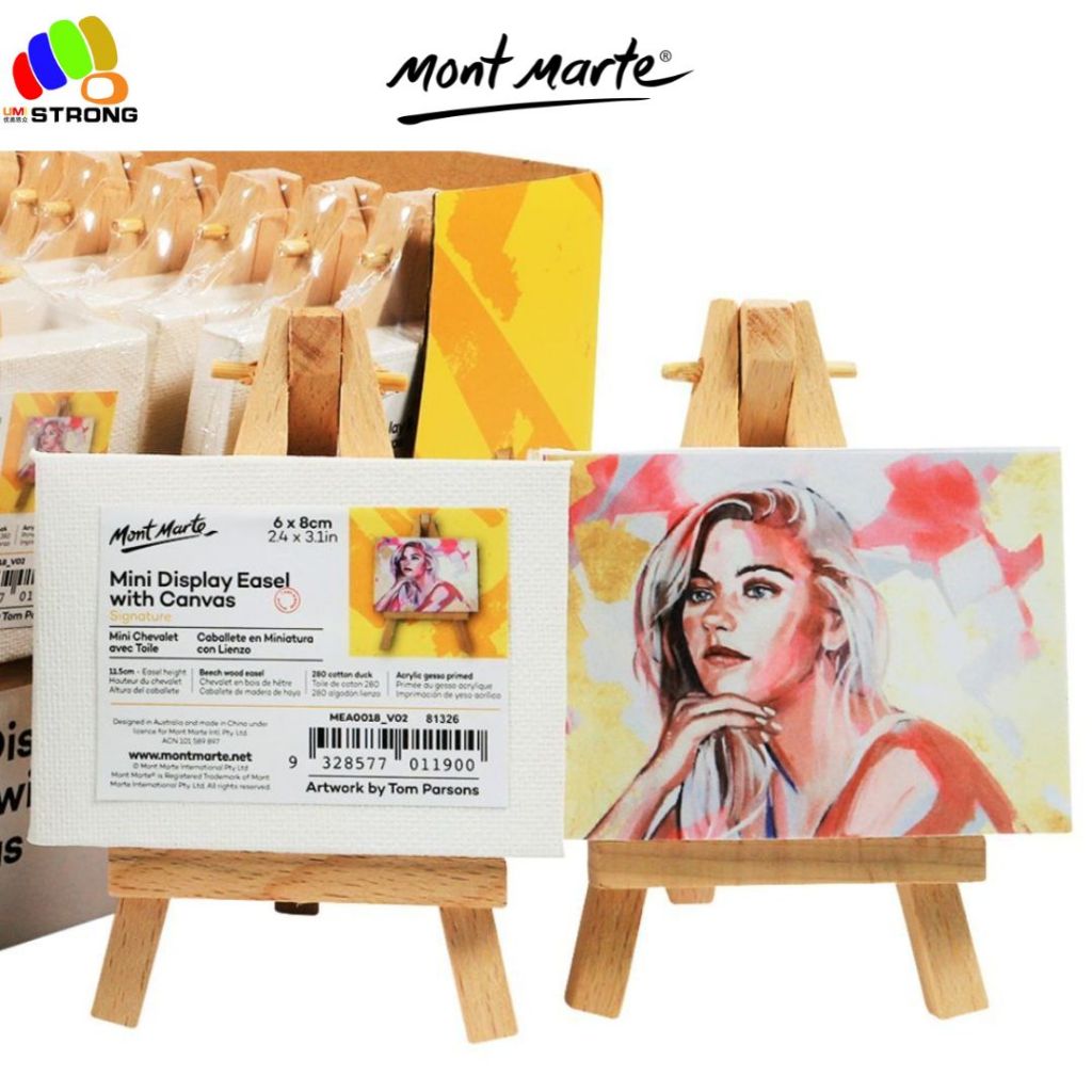 Mont Marte Mini Display Easel with Canvas Signature 6x8cm - Perfect for ...