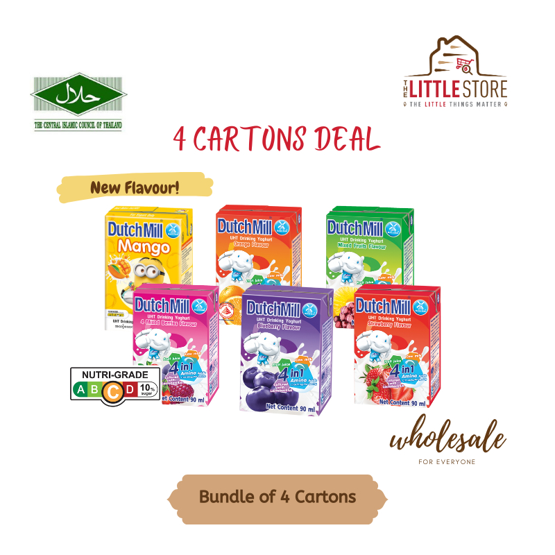 [Bundle Of 4 Cartons] -DutchMill UHT Yoghurt Drink 4 Ctns X 12 Strips X ...