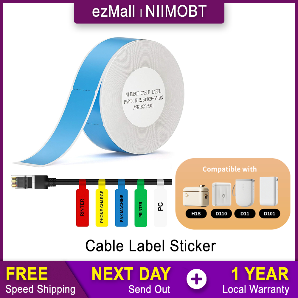 NIIMBOT Cable Label for D11 D110 D101 H1S Cord Tag Printer Sticker ...