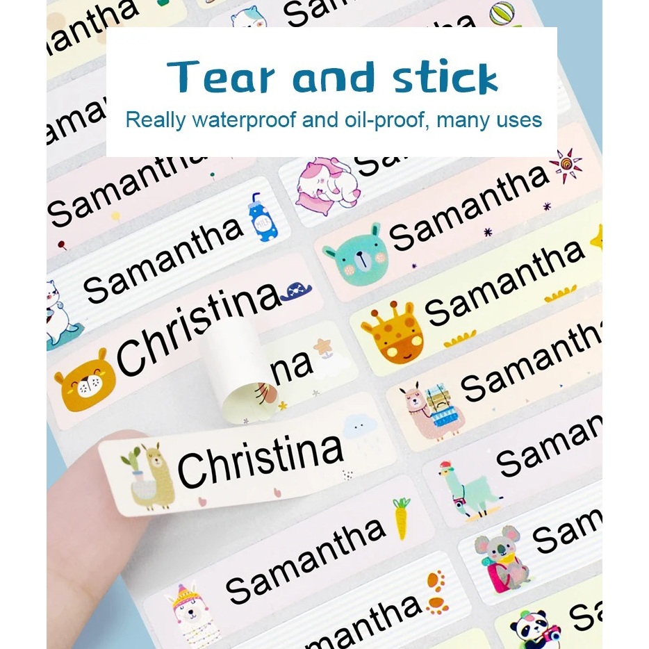60pcs/set Name Tag Sticker Customize Waterproof Stickers Children ...