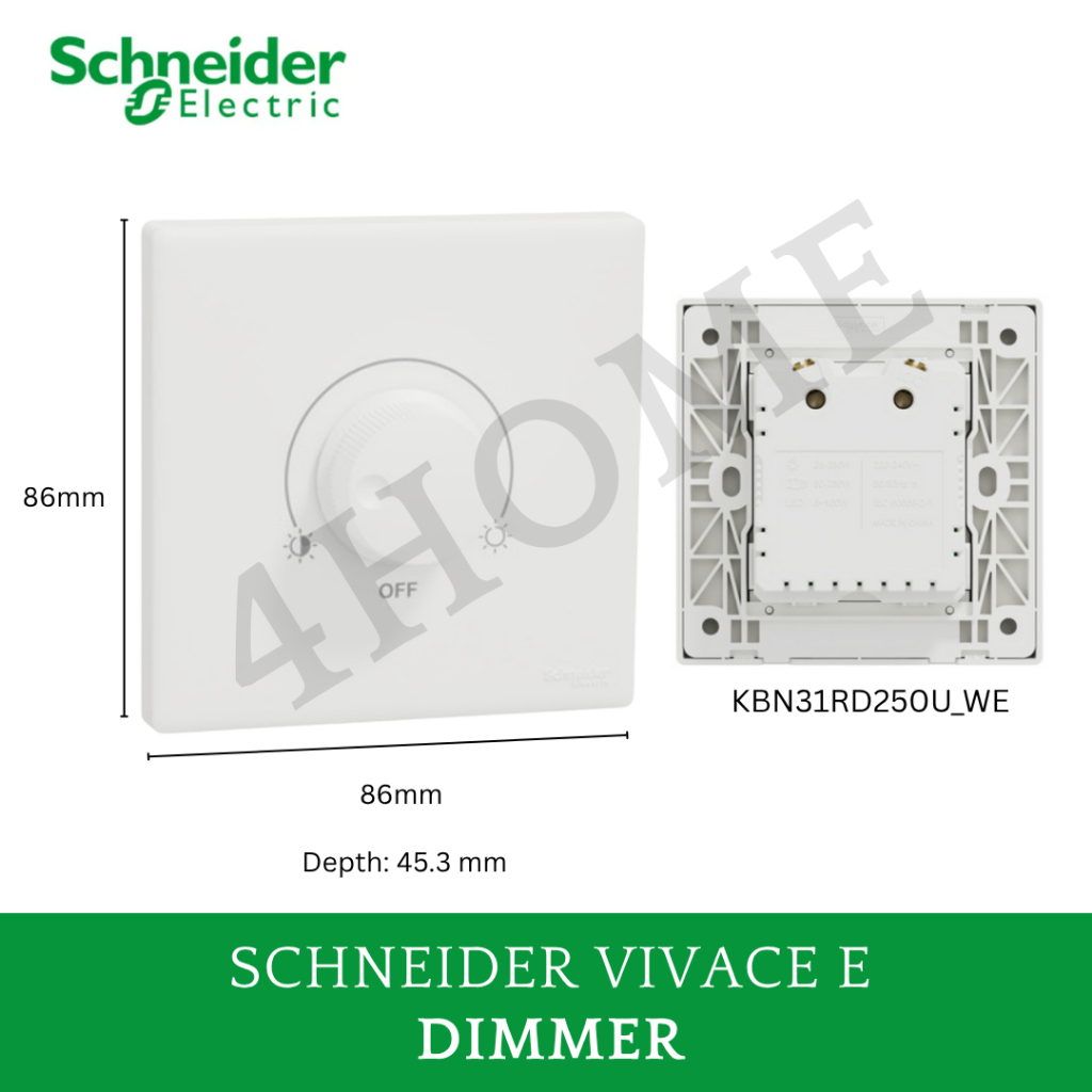 Schneider Vivace E White Dimmer Light Control Switch – Modern ...