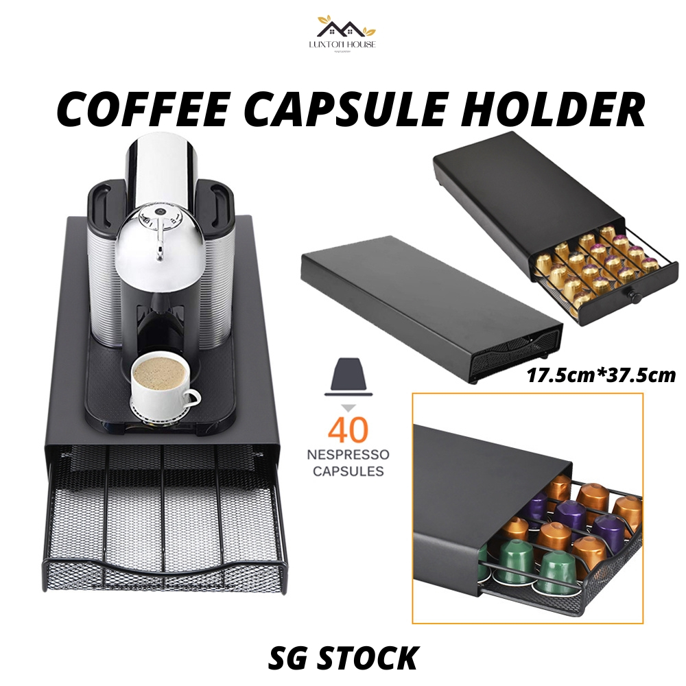 {SG} Coffee Capsules Holder Coffee Pod Organizer Black 40 Pods Storage ...