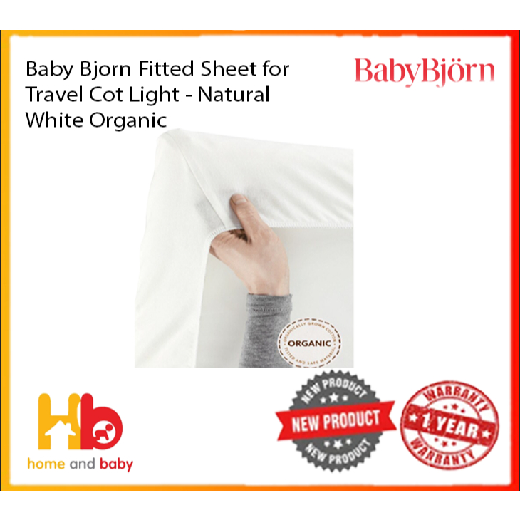 Baby Bjorn Fitted Sheet for Travel Cot Light Natural White