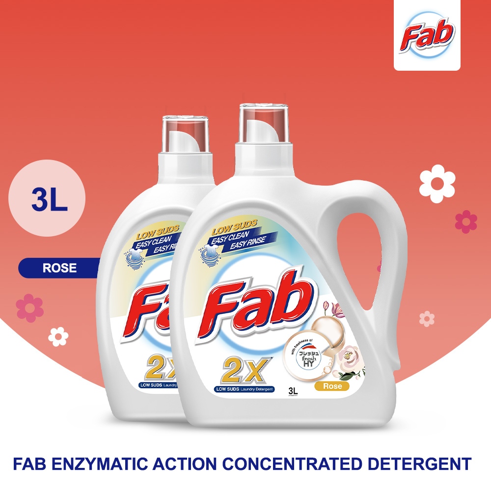 [Bundle of 2] Fab Enzymatic Action Concentrated Detergent 3L Rose