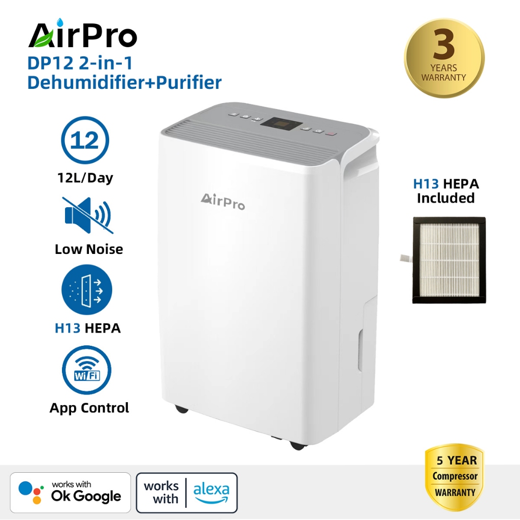 Dehumidifier/Air Purifier | AirPro DP12 Compressor Dehumidifier 12L/Day ...