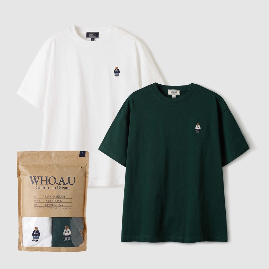 WHO.A.U] Steve 2PACK Solid T-shirts[B] | WHRAE3792U | Shopee