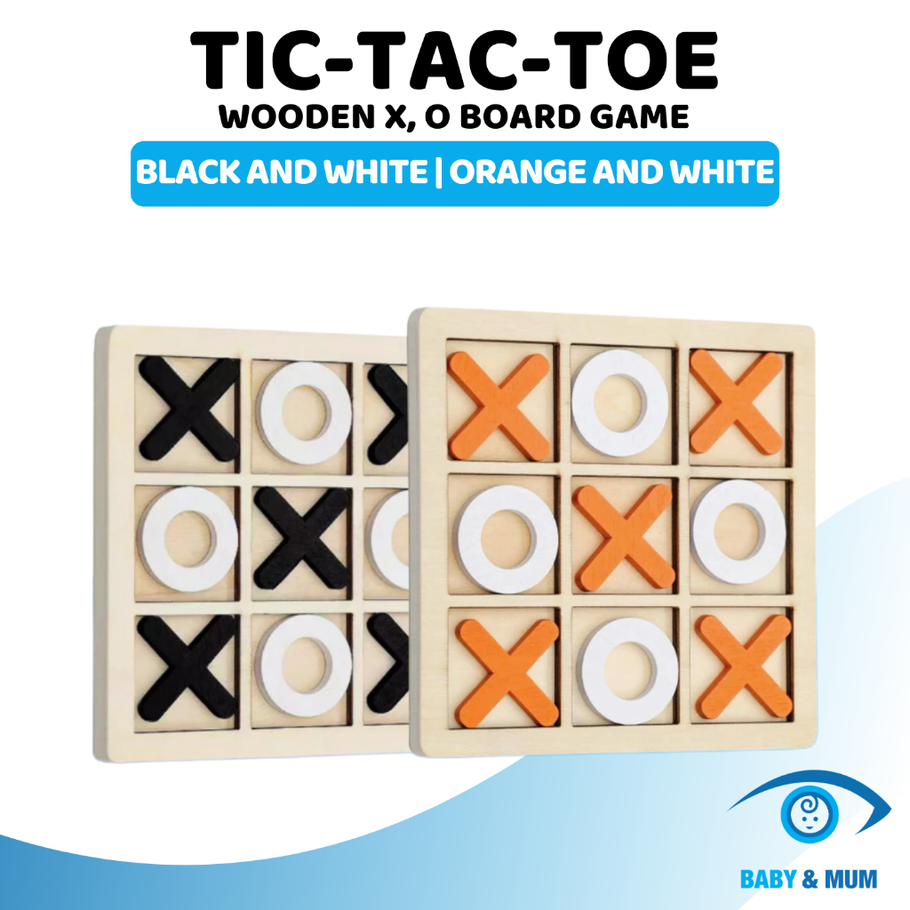 Wooden XO Tic Tac Toe Blocks Board Game Parent-Child Interaction Real ...