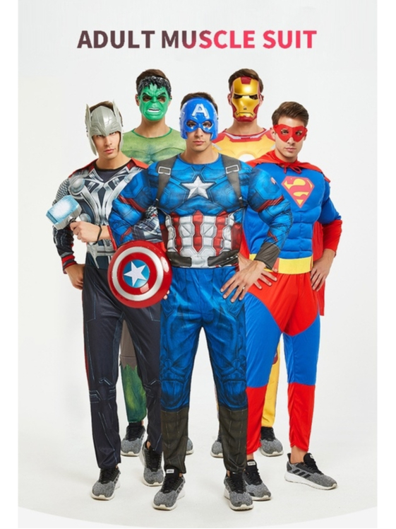 Adult Men's Marvel Captain America Muscle Fancy Dress Costume main image 0