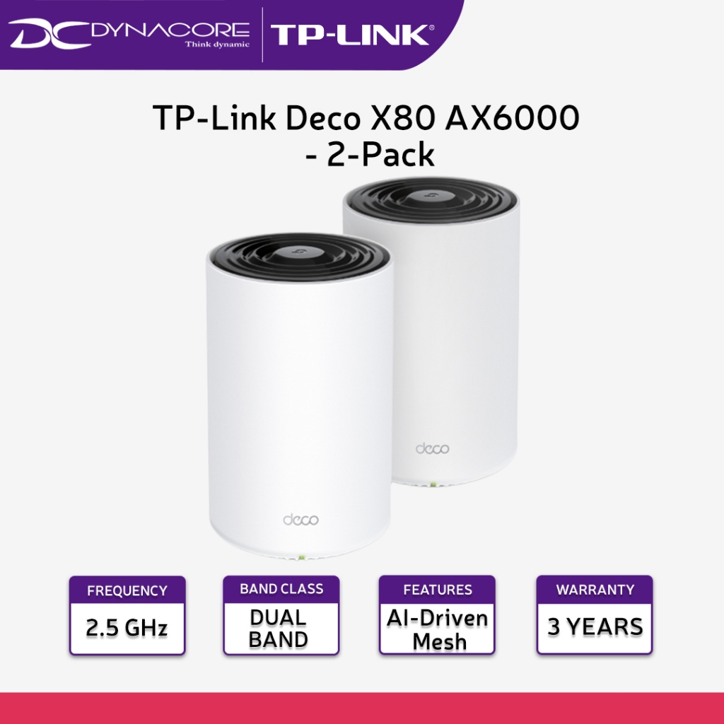 TP-Link Deco X80 AX6000 Dual-Band Mesh WiFi 6 System - 2-Pack | Shopee ...