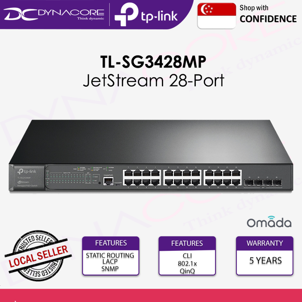 TP-LINK TL-SG3428MP JetStream 28-Port Gigabit L2 Managed Switch with 24 ...