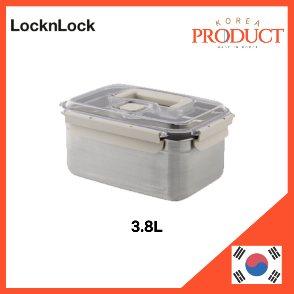 LOCKNLOCK Breathing Stainless Steel Food Container Rectangle 3.8L 304 ...