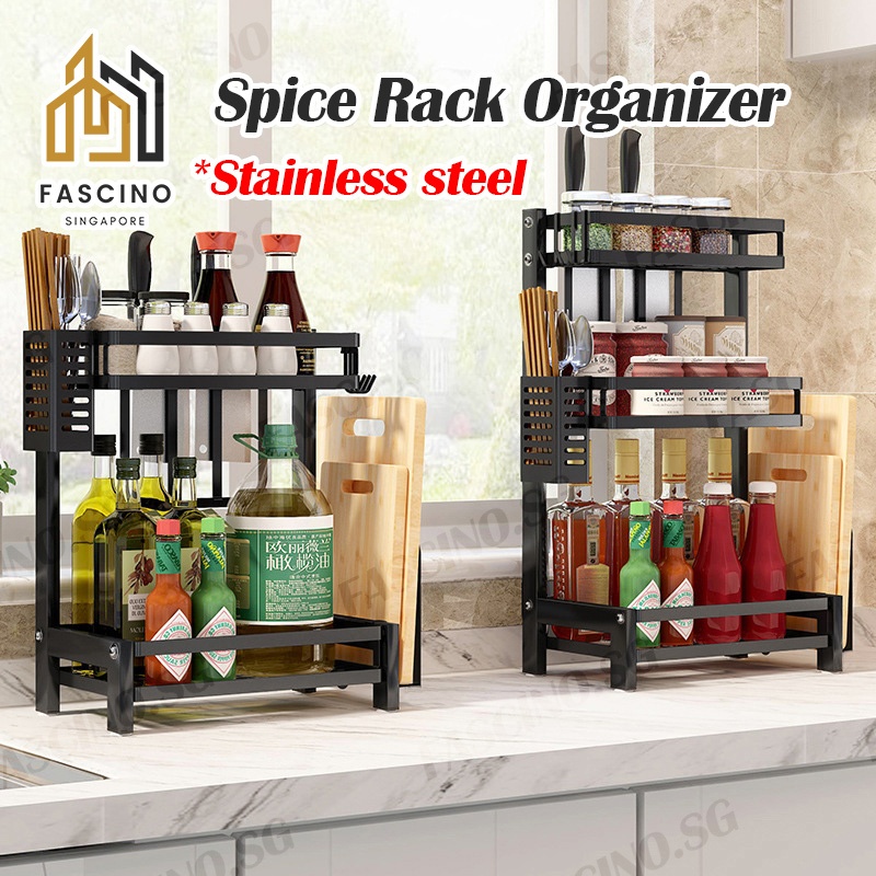 【SG】Kitchen Spice Seasoning Rack Organizer for Countertop 2 Tier ...