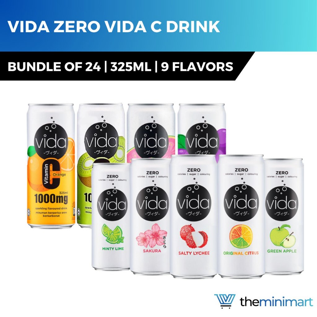[Bundle of 24] VIDA Zero VIDA C 325ml - Refreshing Sparkling Drink with ...