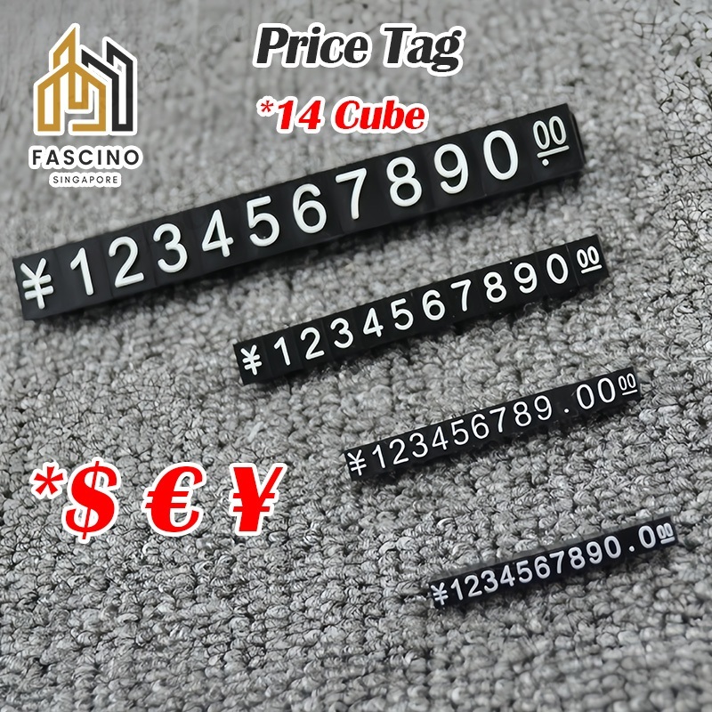 【SG】10 Sets Price Tag Cube Number Adjustable Dollar Jewelry Retail ...
