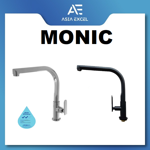 MONIC T-3DF | T-3DF-BK L SPOUT CHROME / MATT BLACK SINGLE LEVER KITCHEN ...