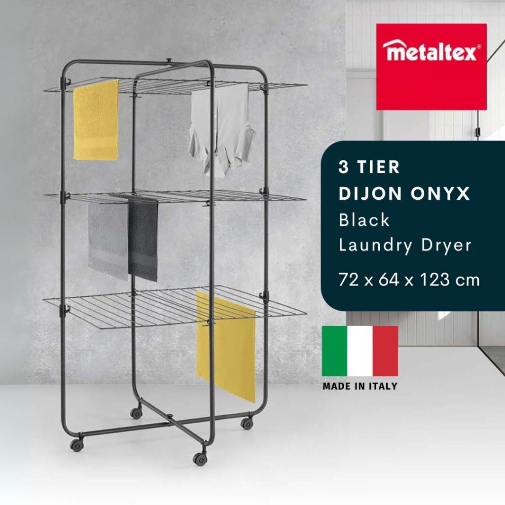METALTEX Dijon 33M Onxy Black 3 Tier Standing Foldable Laundry Dryer ...