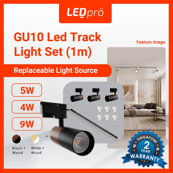 LED PRO LED Track Light 1M Set 3pcs Wood Track Light With 1M Track ...
