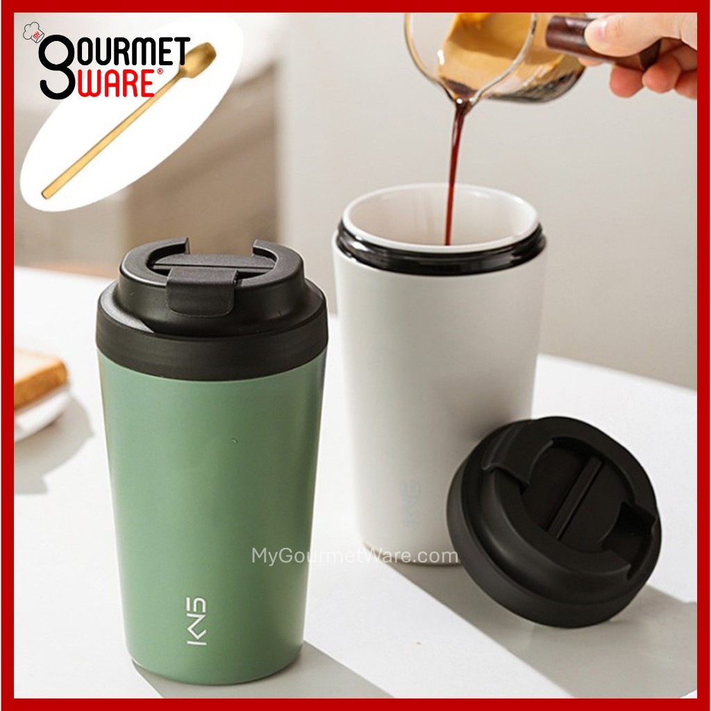 SG Stock] 380ml 100% Ceramic Portable Coffee Cup Leak Proof Flask