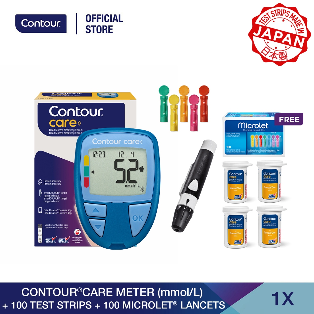 CONTOUR®CARE Blood Glucose Meter + Test Strips 100's + FREE MICROLET ...