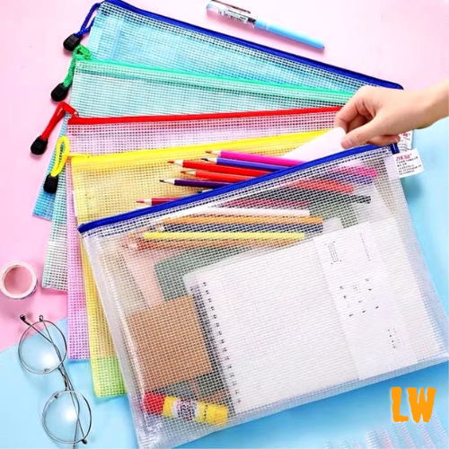 (SG Stock) Zip Bag Organizer Mesh Zipper Pouch File Folder, 5 Colour ...