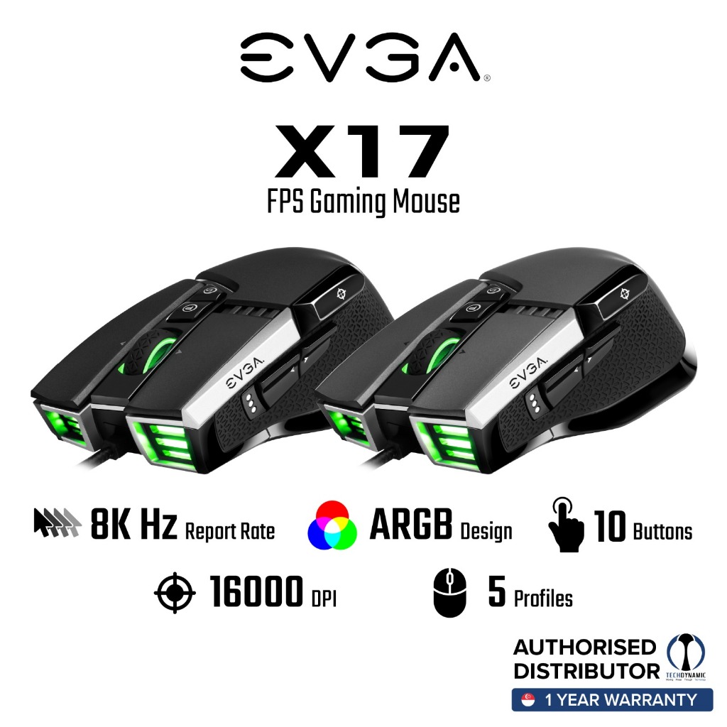EVGA x12 x17 RGB Gaming Mouse Wired | 8000Hz Polling Rate | FPS