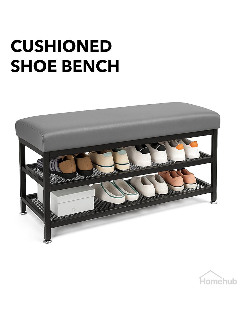 Homehub Cushion Shoe Bench Rack With Seat Outdoor Corridor Entryway ...
