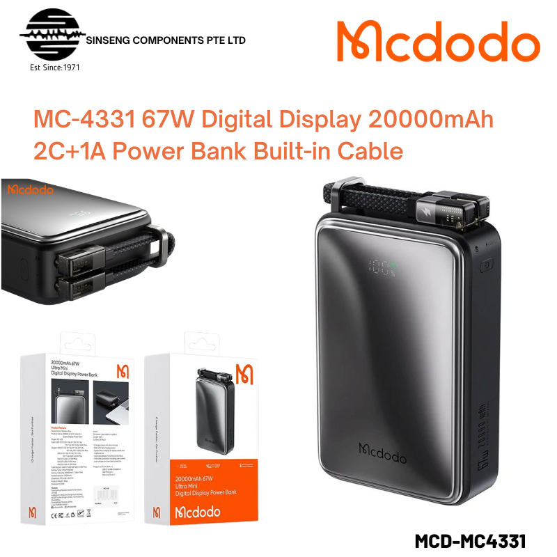 MCDODO MC-433 3 Ports 2C+1A 67W Power bank 20000mAh Super Quick Fast ...