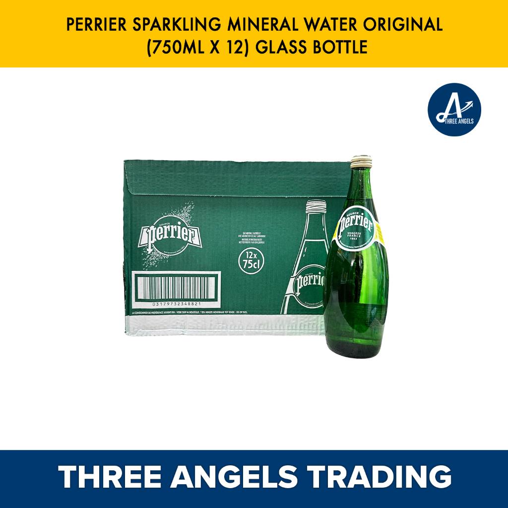 Perrier Sparkling Mineral Water Original (750ml x 12) Glass Bottle ...