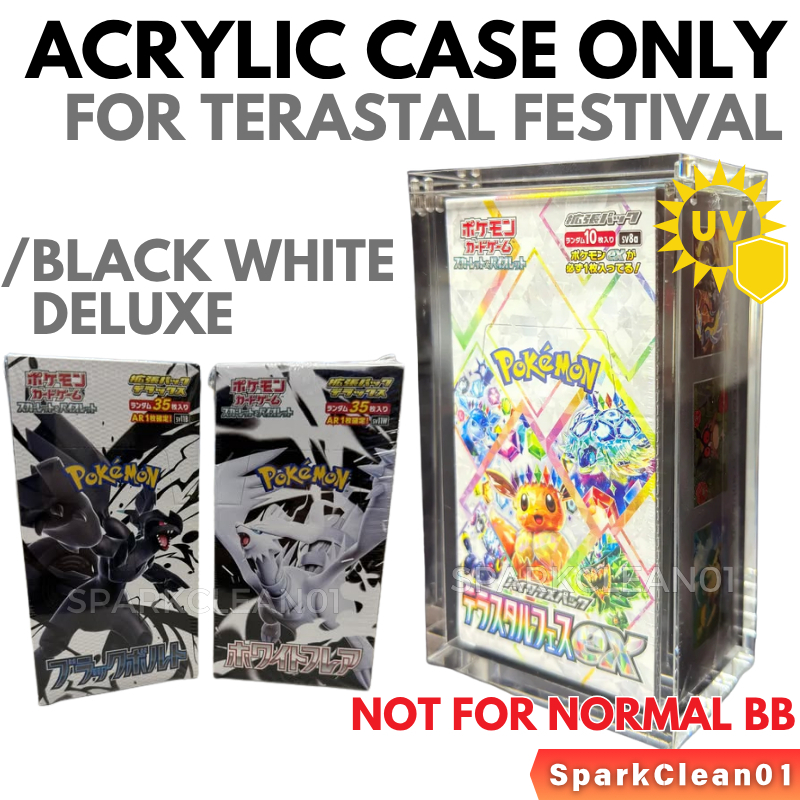 Mega Dream Acrylic Display | Black Bolt White Flare Terastal Festival VSU  Japanese Pokemon Booster Box UV Proof Case TCG | Shopee Singapore