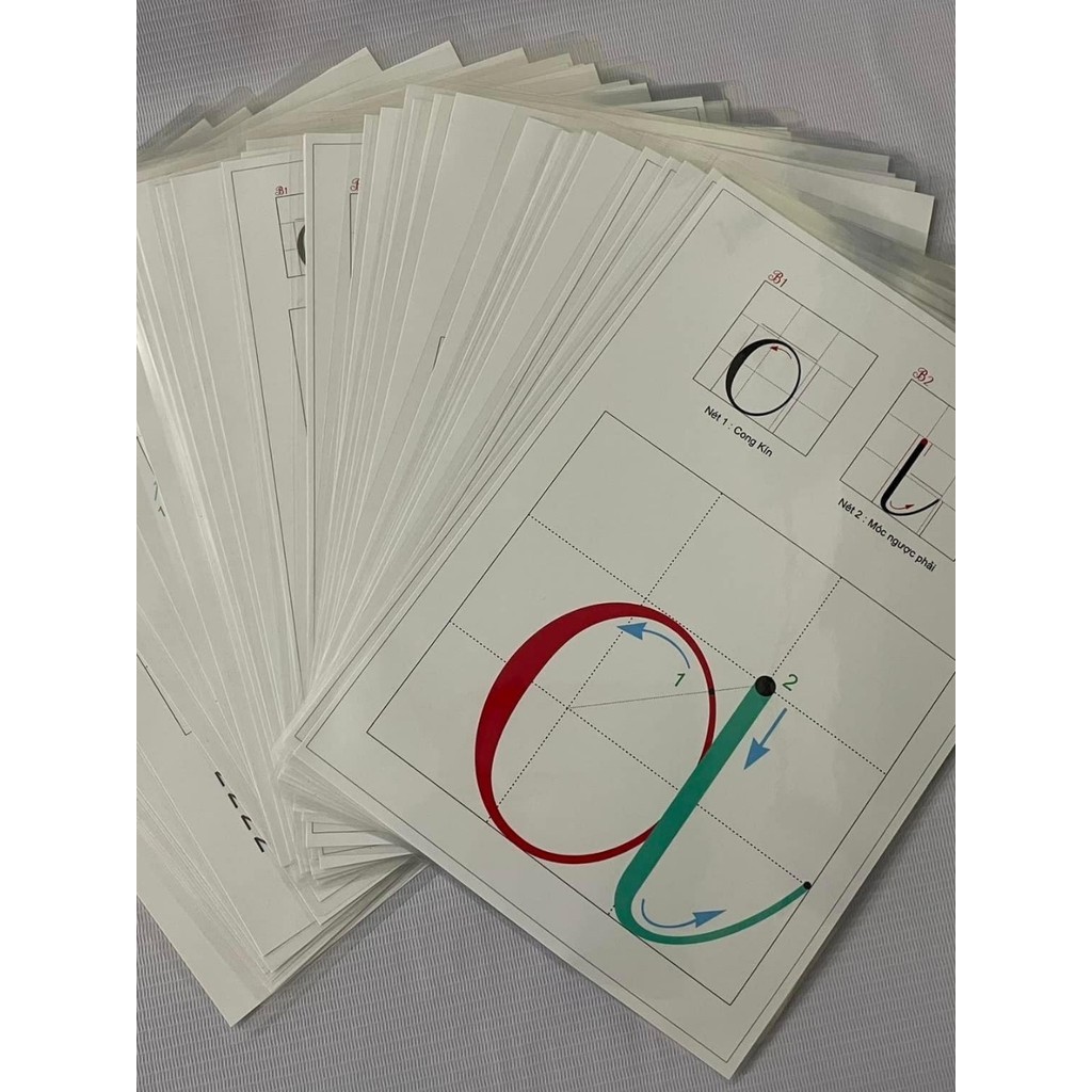 Set of flashcards with Vietnamese strokes, A4 size, laminated in ...