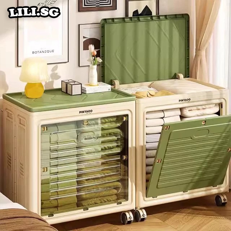 Folding Storage Box With Wheels Large Storage Cabinet Box Plastic ...