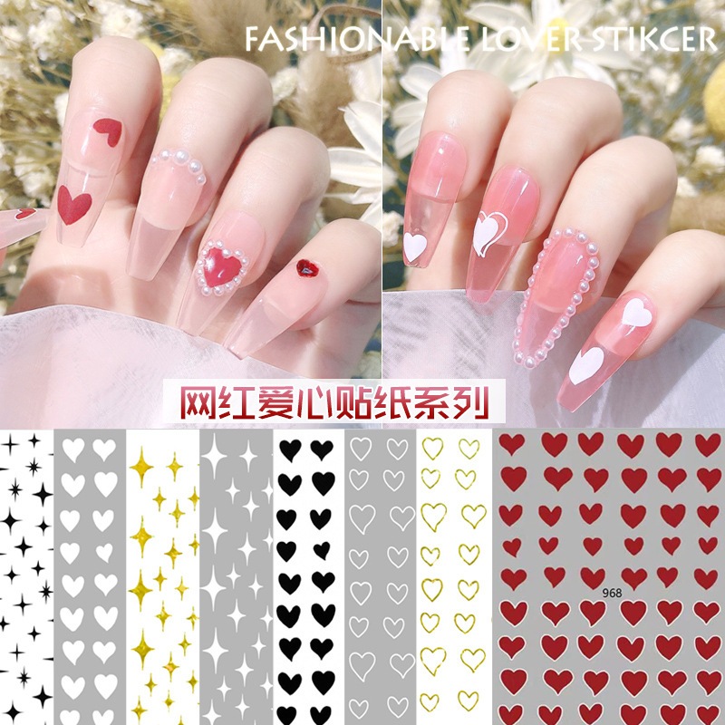 Nail Art Sticker Love Manicure Jewelry White Star awn with Adhesive ...