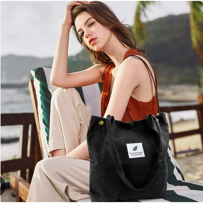 SG READY STOCK Korean Corduroy Tote Bag Top Handle Bag Shopping Bag Tuition Bag Shoulder Bag Shopee Singapore