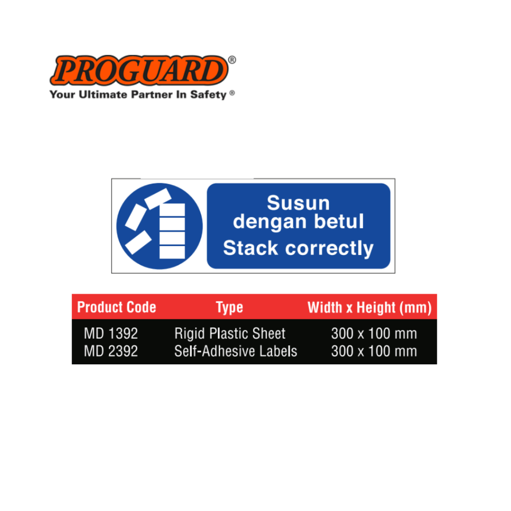 300x100 Stack Correctly Mandatory Safety Sign Indoor Outdoor Building ...