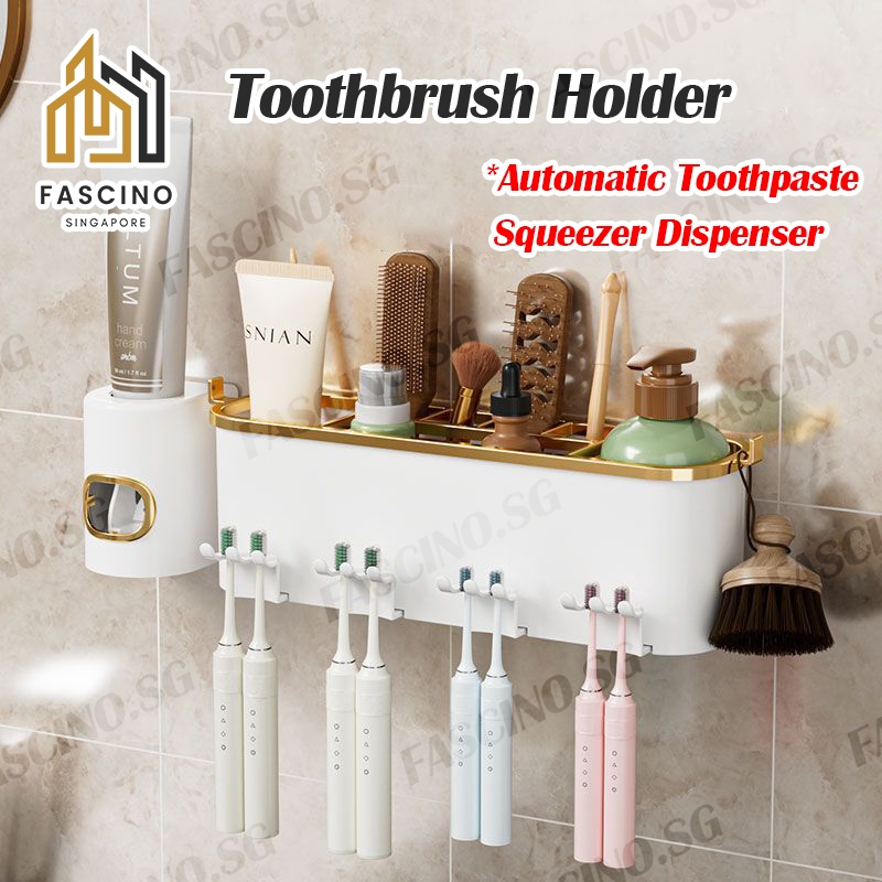 【SG】2/3/4 Toothbrush Holder Self Adhesive Wall Mounted Toothbrush Rack ...