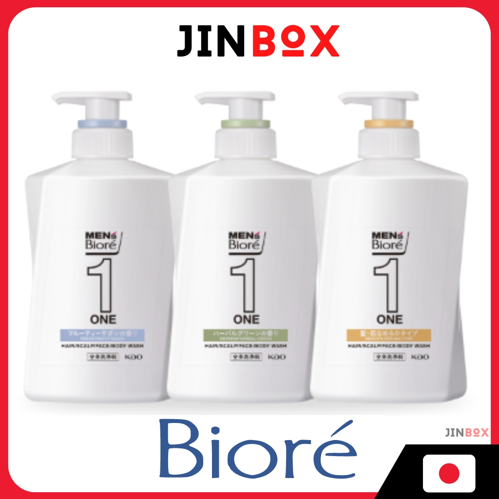 Men's Biore ONE All-in-One Body Cleanser for Hair and Skin 480ml {Hair ...