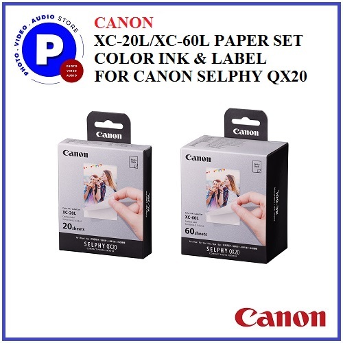 CANON XC-20L/XC-60L PAPER SET/COLOR INK & LABEL FOR CANON SELPHY QX20 ...