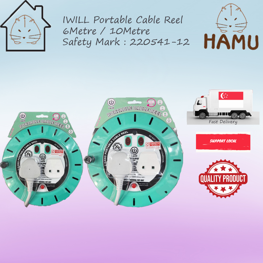 IWill 2 Way Cable Reel Extension (6 / 10 Meters) | Shopee Singapore