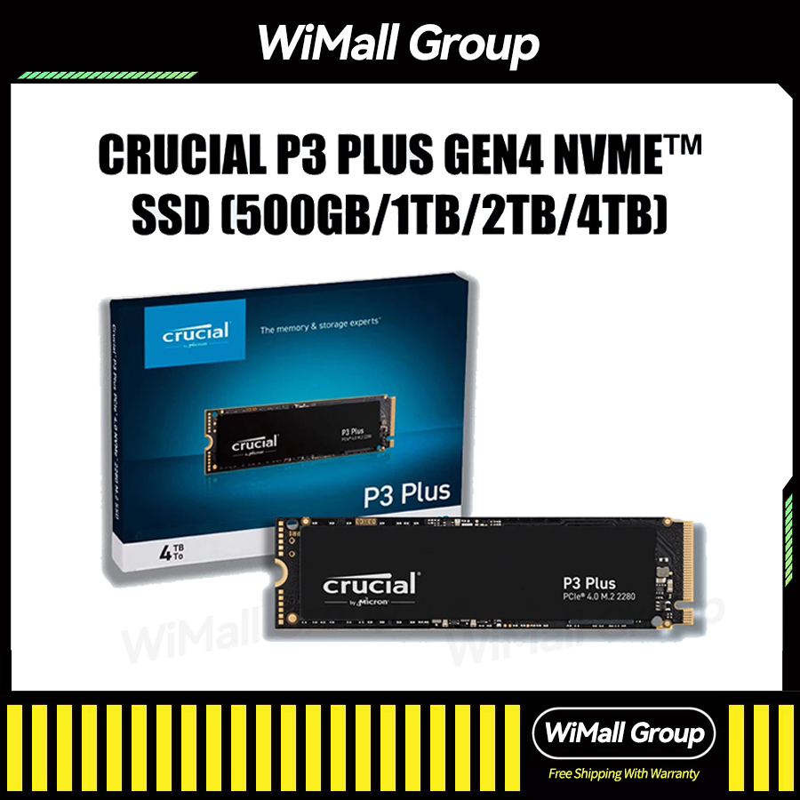 Crucial P3 Plus PCIe 4.0 3D NAND NVMe M.2 SSD ( 500GB / 1TB/ 2TB
