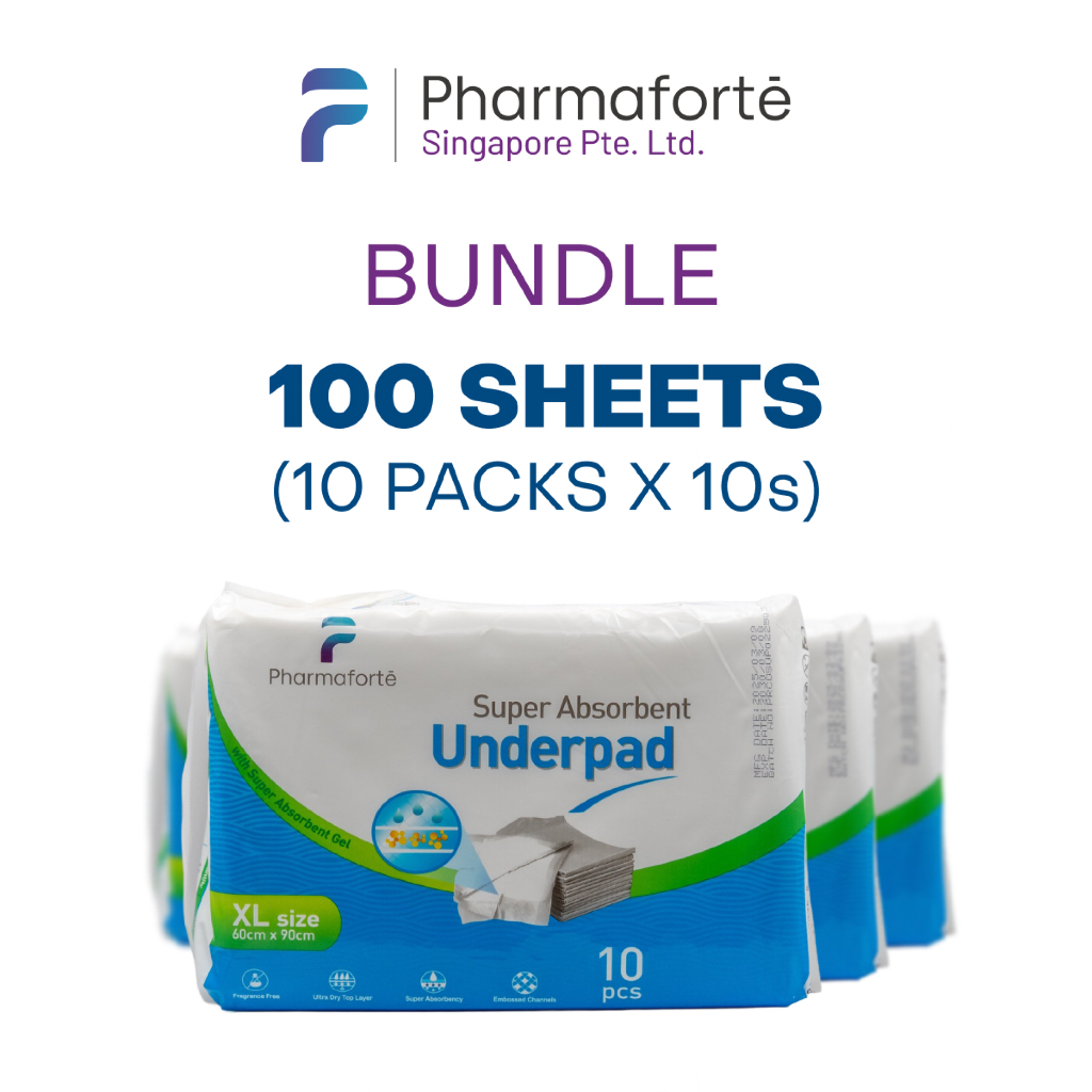[10 Pack Bundle] Pharmaforte Super Absorbent Underpad Healthiforte ...