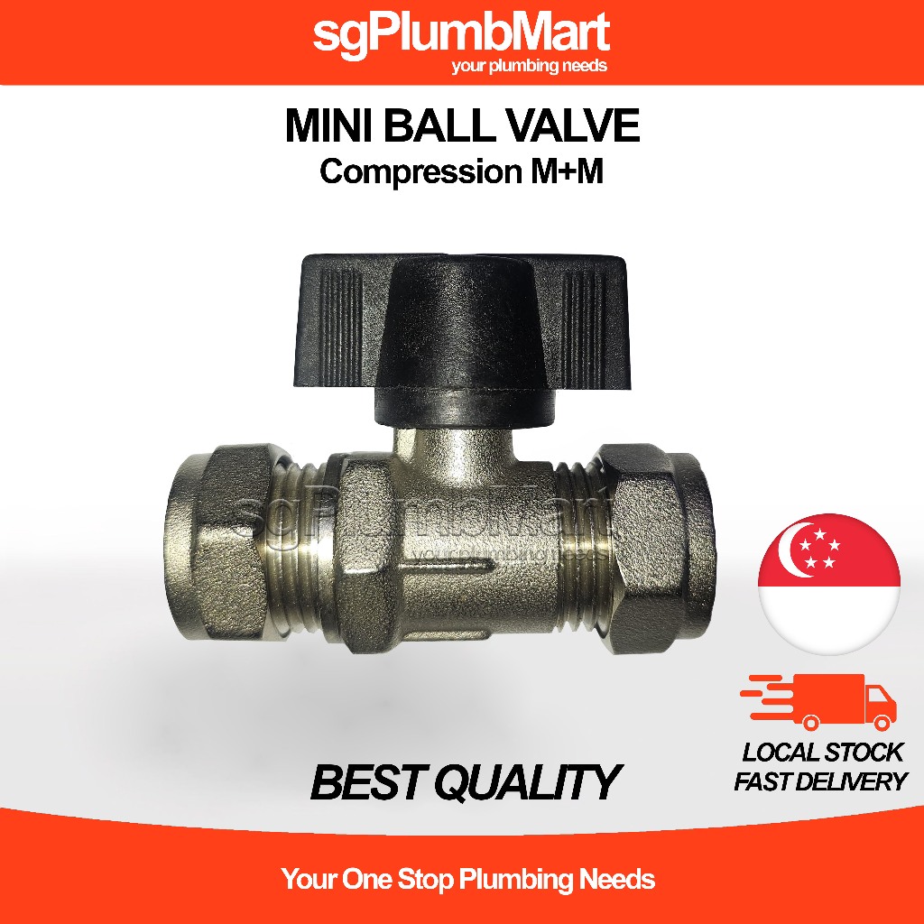 sgPlumbMart Compression Ring Typed Mini Ball Valve Butterfly Handle ...
