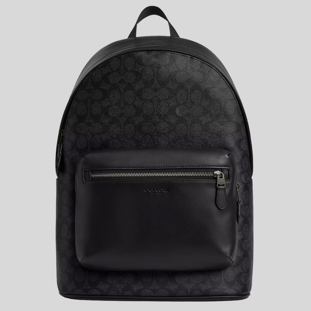 COACH West Backpack In Signature Canvas Charcoal/Black CV925 | Shopee ...