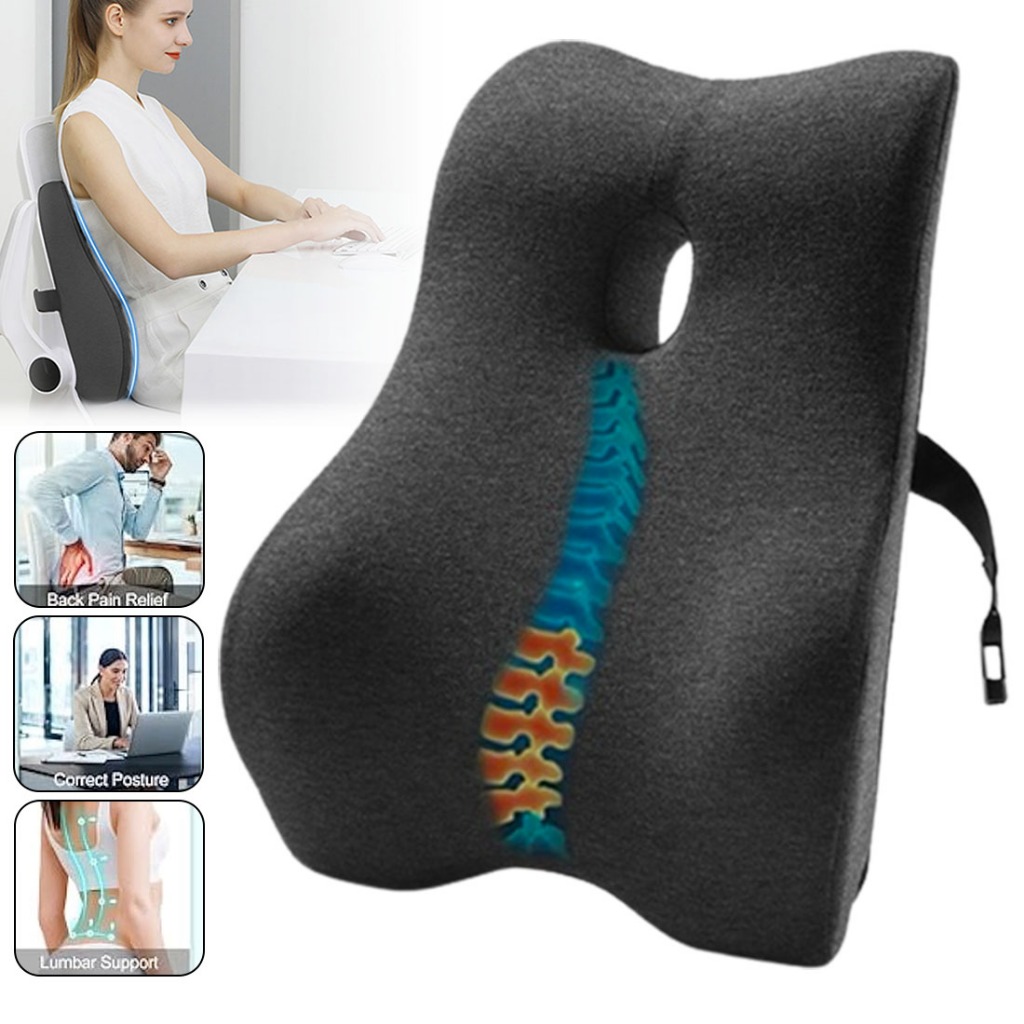 Lumbar Support Pillow for Office Chair Memory Foam Pillow for Back Pain Relief Ergonomic Back Support Pillow for Car Couch Recliner Gaming Chair