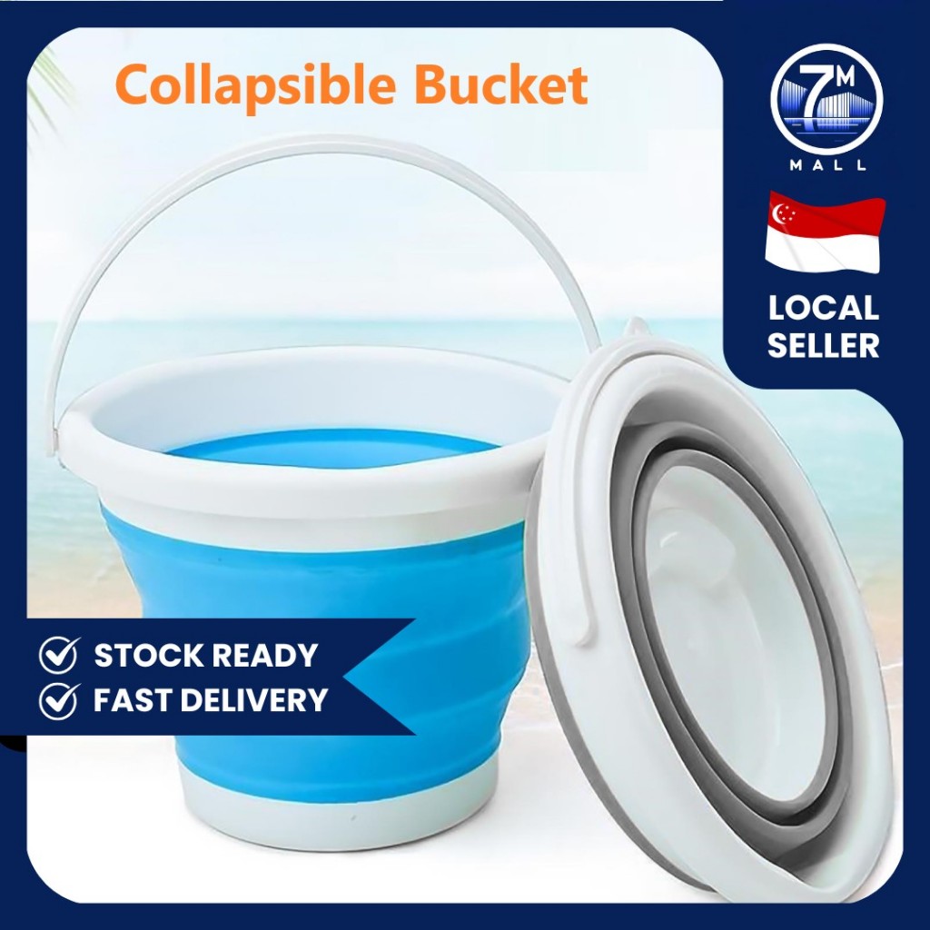 🇸🇬 Foldable Bucket | Collapsible Pail Portable Laundry Kitchen Home ...