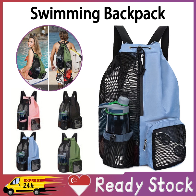 SG-Stock Swimming backpack lightweight large capacity beach storage bag ...