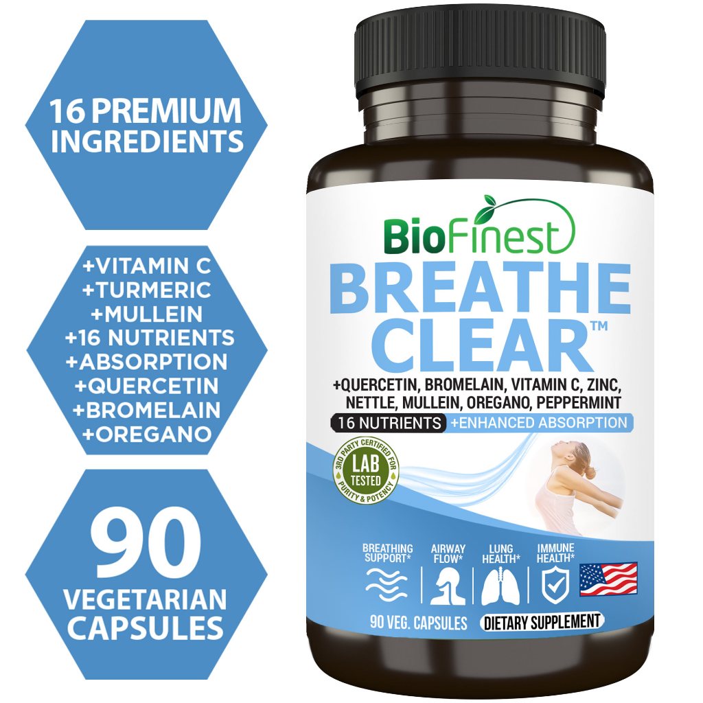 Biofinest Breathe Clear Supplement - 16-in-1 Vitamin C Zinc Quercetin ...