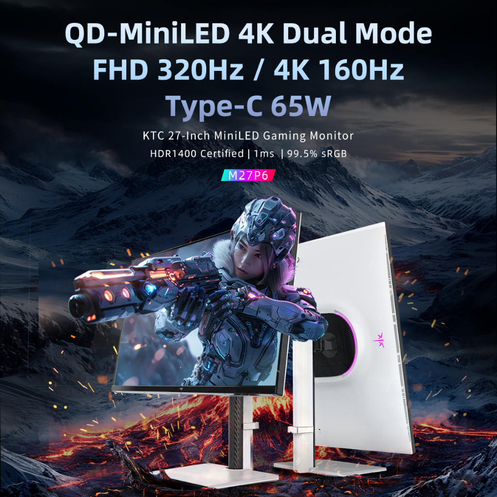 KTC 27″ 4K Mini LED HDR1400 Gaming Monitor 4K160Hz Switch FHD320Hz