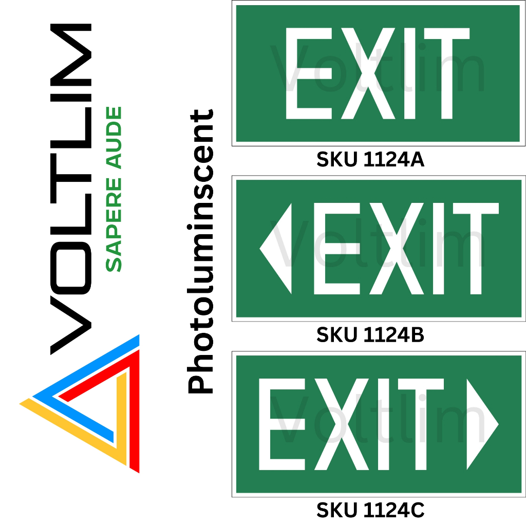 Exit Sign Photoluminescent (Glow in the dark) Label Sticker 322mm x ...