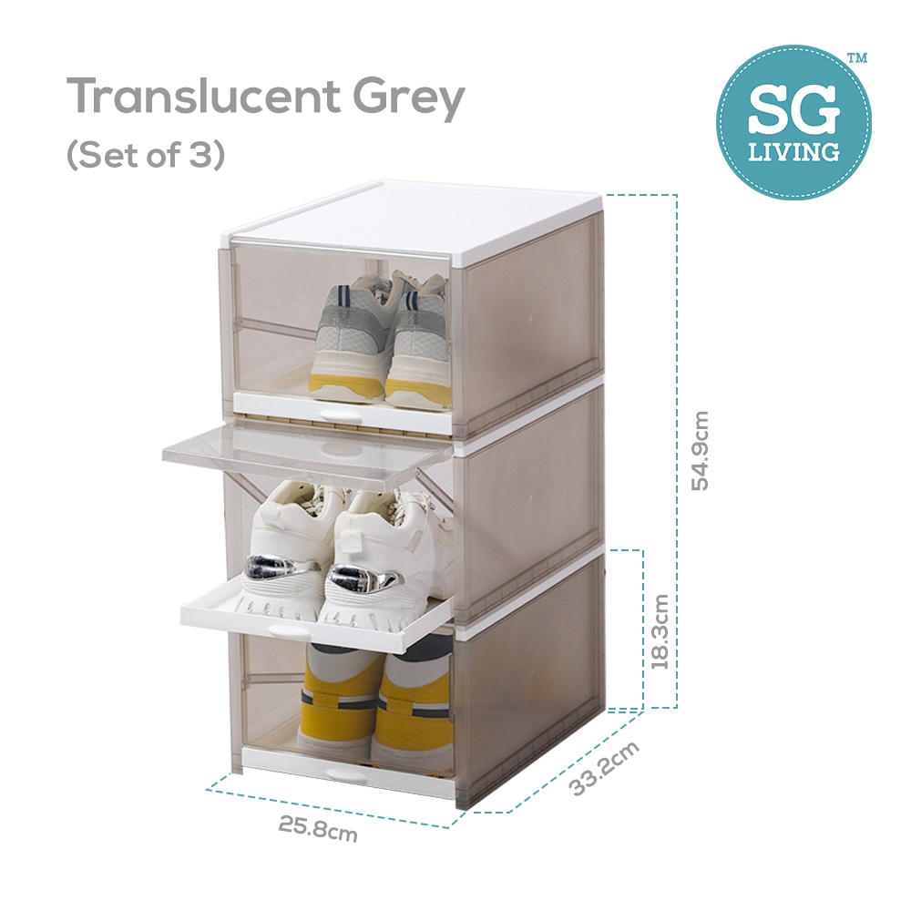 Push Pull Stackable Shoe Boxes Pull Out SG Ready Stock) Drawer