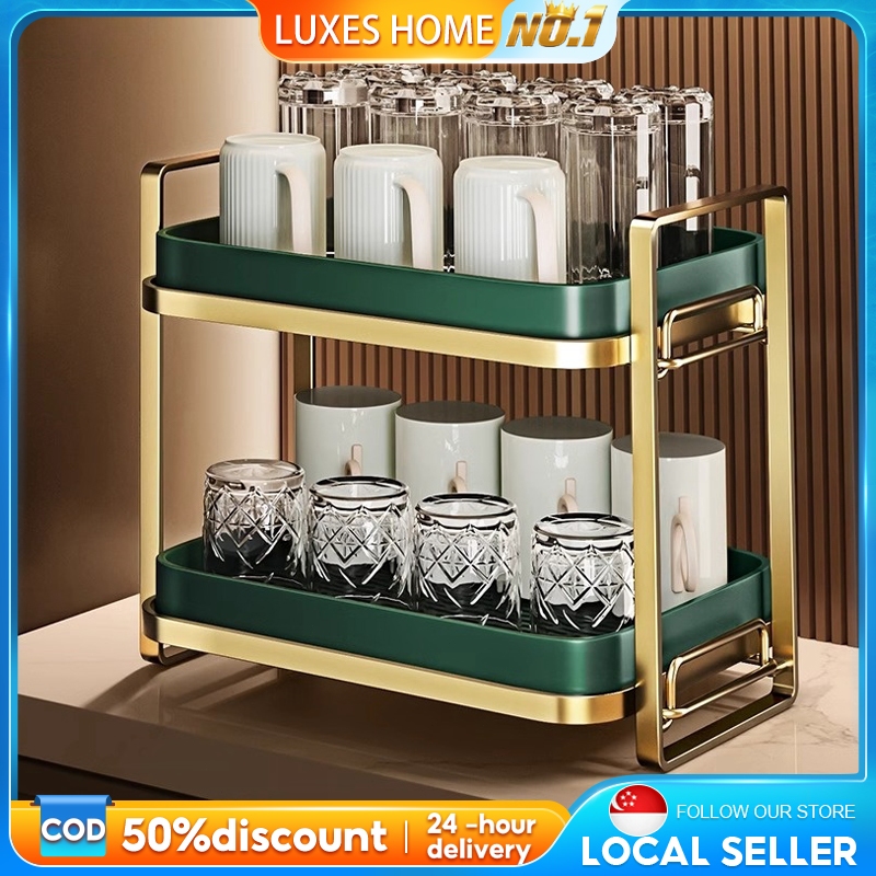 Luxes Cups Drying Rack With Drain Tray Kitchen Drying Dish rack with ...
